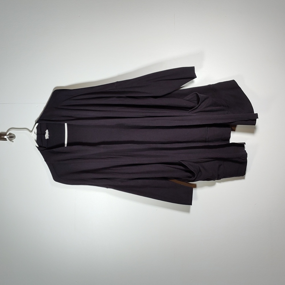Pact black organic cotton long line open front lightweight cardigan duster M/L
